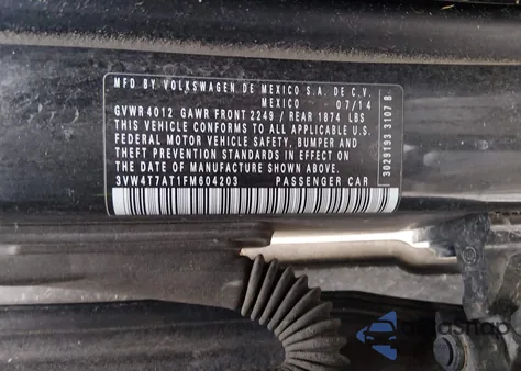 2015 Volkswagen Beetle 2.0T R-Line z USA, uszkodzony, nr VIN 3VW4T7AT1FM604203